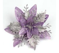 YYCRAFT 12pcs Glitter Poinsettia Flowers 6 Inch for Christmas Tree Ornaments Christmas Decorations,Lavender