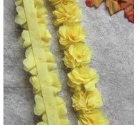 YYCRAFT 2 Inch Chiffon Flower Lace Ribbon Trim for Applique Sewing Craft Wedding Bridal Dress DIY Decoration(4.5 Yards,Yellow)