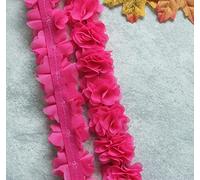 YYCRAFT 2 Inch Chiffon Flower Lace Ribbon Trim for Applique Sewing Craft Wedding Bridal Dress DIY Decoration(4.5 Yards,Hot Pink)