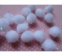 YYCRAFT 200pcs Pom Poms Glitter Poms Sparkle 1/2"(15mm) Balls Cat Toy for Kittens-White