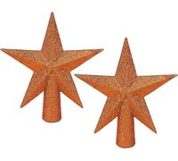 YYCRAFT 3 Inch Glitter Star Tree Topper Christmas Decoration-2 Pack,Orange