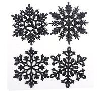 YYCRAFT 32pcs Glitter Snowflake Ornament 4 Inch for Christmas Tree Decoration-Black