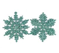 YYCRAFT 32pcs Glitter Snowflake Ornament for Christmas Tree Decoration-3 Inch,Teal