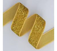 YYCRAFT 4.5 Metres(5 Yards) Glitter 5/8" Elastic Ribbon for Hair Ties Headbands (Gold)