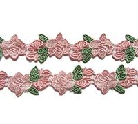 YYCRAFT 5 Yards Rose Flower Lace Edge Trim Wedding Applique DIY Sewing Crafts(Baby Pink,Width:1-3/8")