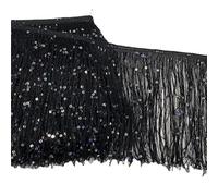 YYCRAFT 8" Hoogram Sequin Chainette Tassel Fringe Trim by The Yard Garland Dance Costume Trimming Party Decoration(5 Yards,Black