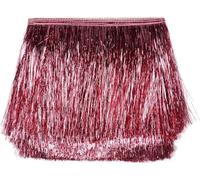 YYCRAFT 8" Wide Tinsel Fringe Tinsel Trim Dance Costume Fringe Trimming Shiny foil Effect(9 Yards,Dark Pink)
