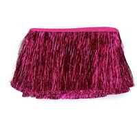 YYCRAFT 8" Wide Tinsel Fringe Tinsel Trim Tinsel Garland Dance Costume Fringe Trimming Shiny foil Effect Party Decor (5 Yards,Hot Pink)
