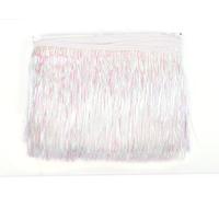 YYCRAFT 8" Wide Tinsel Fringe Tinsel Trim Tinsel Garland Dance Costume Fringe Trimming Shiny foil Effect Party Decor (5 Yards,Iridescent White)