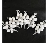YYCRAFT Glitter Berries Stems, Artificial Berries Picks 9.5 Inch for Christmas Tree Ornaments, DIY Xmas Wreath, Crafts, Holiday and Home Decor(16 Pack, White)