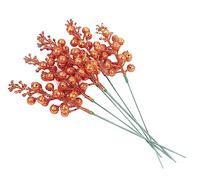 YYCRAFT Glitter Berries Stems, Artificial Berries Picks for Christmas Tree Ornaments, DIY Xmas Wreath, Crafts, Holiday and Home Decor(16 Pack, Orange)