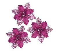 YYCRAFT Glitter Poinsettia Flowers 4 Inch for Christmas Tree Ornaments Christmas Decorations(20pcs,Hot Pink)