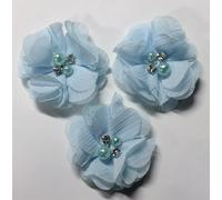 YYCRAFT Pack of 20 Pieces Chiffon 2" Flower Rhinestone Pearl for Craft Projects (Blue)