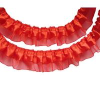 YYCRAFT Pack of 5y Two Tone Satin Organza Lace Edge Trim 1.5 Inch Wedding Ribbon Sewing-Red