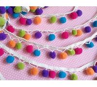 YYCRAFT Rainbow Pom Pom Ball fringe Trim Ribbon Sewing 4.5 metres(5 Yards)