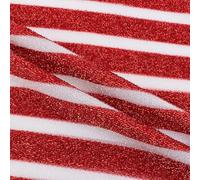 YYCRAFT Sparkling Tinsel Lurex Fabric by The Yard Stretch Metallic Glitter Lametta Shimmer Material 59" Wide 2 Yards, Christmas Decoration,Red/White Stripe
