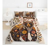 YYDIANZ Floral Super King Duvet 10.5 Tog Bear Reversible Bedding Breathable & Soft All Year, Washable, Skin Friendly Quilt 220x260cm and 2 Pillowcases 50x75cm