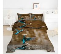 YYDIANZ Natural Rustic Charm Small Duvet 10.5 Tog Kingfisher Reversible Bedding Breathable & Soft All Year, Washable, Skin Friendly Quilt 120x150cm and 2 Pillowcases 40x60cm