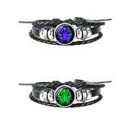 YYDPYZBD Bracelet 2pcs 12 Constellation Zodiac Sign Black Braided Leather Glass Dome Punk Men Bracelet-cancer-luminous
