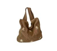 YYDPYZBD knitted bag Beachside Shoulder Bag, Handmade Straw, Large Capacity, Vacation Style, Woven Openwork -357-6 Stars (coffee Color)