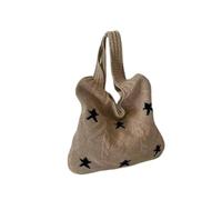 YYDPYZBD knitted bag Beachside Shoulder Bag, Handmade Straw, Large Capacity, Vacation Style, Woven Openwork -357-6 Stars (khaki)