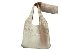YYDPYZBD knitted bag Beachside Shoulder Bag, Handmade Straw, Large Capacity, Vacation Style, Woven Openwork -357-fine Grain (off-white)