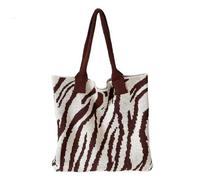 YYDPYZBD knitted bag Beachside Shoulder Bag, Handmade Straw, Large Capacity, Vacation Style, Woven Openwork -357-zebra (brown)