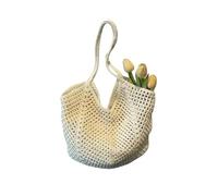YYDPYZBD knitted bag Beachside Shoulder Bag, Handmade Straw, Large Capacity, Vacation Style, Woven Openwork -357-hollow Four Corners (off-white)