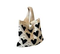 YYDPYZBD knitted bag Beachside Shoulder Bag, Handmade Straw, Large Capacity, Vacation Style, Woven Openwork -357-big Love (off-white)