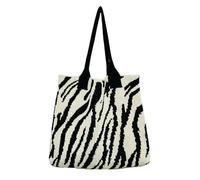 YYDPYZBD knitted bag Beachside Shoulder Bag, Handmade Straw, Large Capacity, Vacation Style, Woven Openwork -357-zebra (black And White)