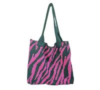 YYDPYZBD knitted bag Beachside Shoulder Bag, Handmade Straw, Large Capacity, Vacation Style, Woven Openwork -357-zebra (rose Red)