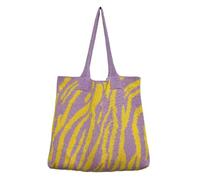 YYDPYZBD knitted bag Beachside Shoulder Bag, Handmade Straw, Large Capacity, Vacation Style, Woven Openwork -357-zebra (yellow)