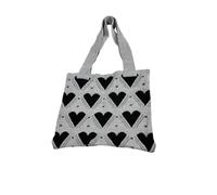 YYDPYZBD knitted bag Beachside Shoulder Bag, Handmade Straw, Large Capacity, Vacation Style, Woven Openwork -357-big Love (gray)