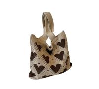 YYDPYZBD knitted bag Beachside Shoulder Bag, Handmade Straw, Large Capacity, Vacation Style, Woven Openwork -357-big Love (khaki)