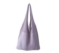 YYDPYZBD knitted bag Women's Handmade Wool Bag, Underarm Shoulder Tote For Commuting To Class-front And Back Needle Holes-purple