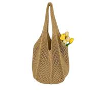 YYDPYZBD knitted bag Women's Handmade Wool Bag, Underarm Shoulder Tote For Commuting To Class-hollow Octagonal Bag-khaki