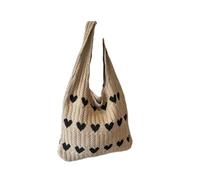 YYDPYZBD knitted bag Women's Handmade Wool Bag, Underarm Shoulder Tote For Commuting To Class-love Package-khaki