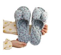 YYDPYZBD Slippers House For Women Slides With Breathable Cotton Indoor Open Toe Stitching Home Shoes-blue-suitable 35-37