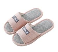 YYDPYZBD Slippers Women's Slippers, Men's Home Warm For Adults And The Elderly -lotus Root Powder (hemp Base)-42-43 (suitable 41-42)