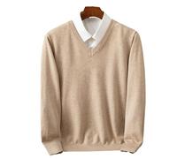 YYDPYZBD sweaters men Men's V-neck Knitted Sweater Loose Large Size Warm Sweater-camel-3xl