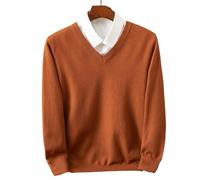 YYDPYZBD sweaters men Men's V-neck Knitted Sweater Loose Large Size Warm Sweater-caramel Color-xl