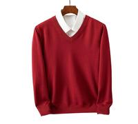 YYDPYZBD sweaters men Men's V-neck Knitted Sweater Loose Large Size Warm Sweater-claret-3xl