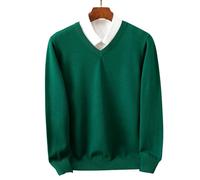 YYDPYZBD sweaters men Men's V-neck Knitted Sweater Loose Large Size Warm Sweater-ink Green-3xl