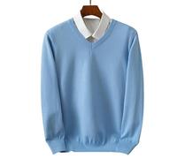 YYDPYZBD sweaters men Men's V-neck Knitted Sweater Loose Large Size Warm Sweater-light Blue-3xl