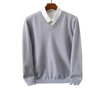 YYDPYZBD sweaters men Men's V-neck Knitted Sweater Loose Large Size Warm Sweater-light Gray-xxl