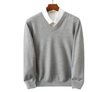 YYDPYZBD sweaters men Men's V-neck Knitted Sweater Loose Large Size Warm Sweater-medium Gray-xxl