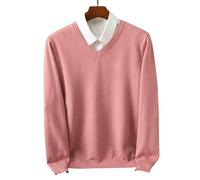 YYDPYZBD sweaters men Men's V-neck Knitted Sweater Loose Large Size Warm Sweater-pink-xl