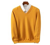 YYDPYZBD sweaters men Men's V-neck Knitted Sweater Loose Large Size Warm Sweater-turmeric-xl