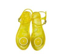 YYDPYZBD Women's sandals Colourful Jelly With Fruit Rose Lips Design Flat Strappy Casual For Summer Beach-yellow Lemon-38