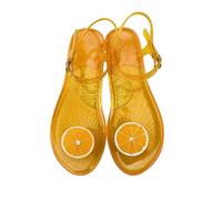 YYDPYZBD Women's sandals Colourful Jelly With Fruit Rose Lips Design Flat Strappy Casual For Summer Beach-orange Slices-38